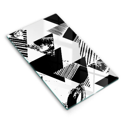 Sklenená doska na krájanie Geometrické čierno-biele abstraktné tvary