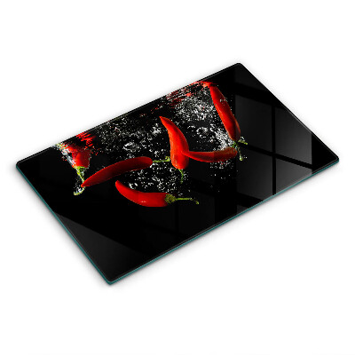 Sklenená doska na krájanie Papriky vo vode s bublinami