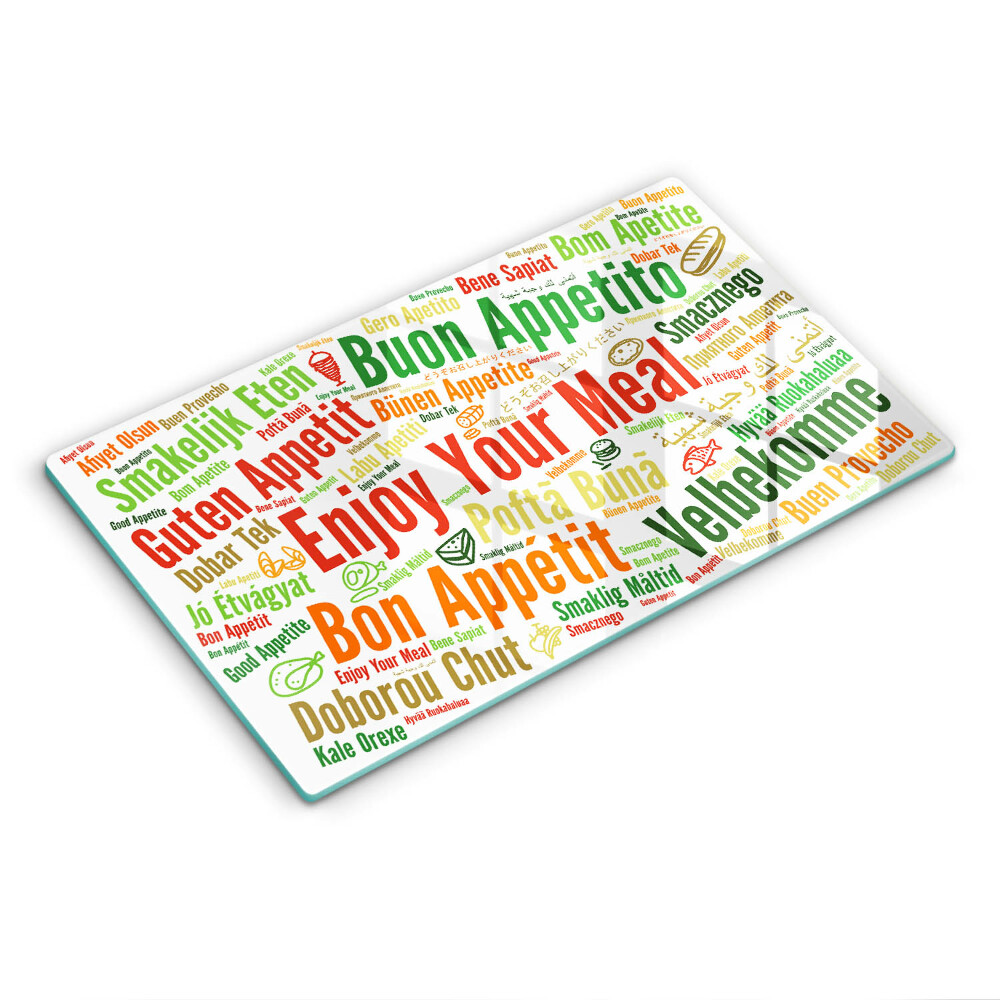 Sklenená doska na krájanie Enjoy Your Meal Word Cloud