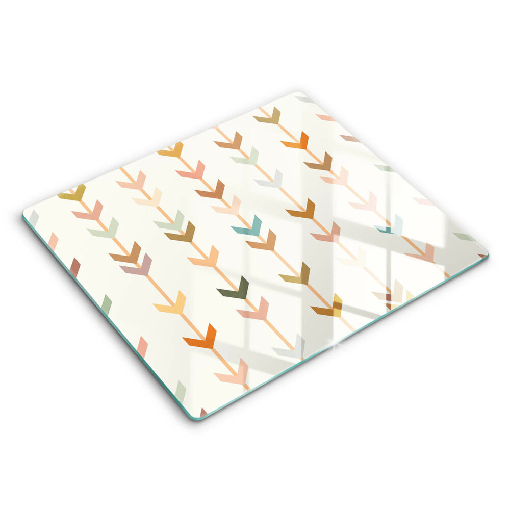 Sklenená doska na krájanie 60x52 cm Farebné geometrické šípky na bielej