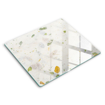 Sklenená doska na krájanie 60x52 cm Listy v skle s bielym pozadím