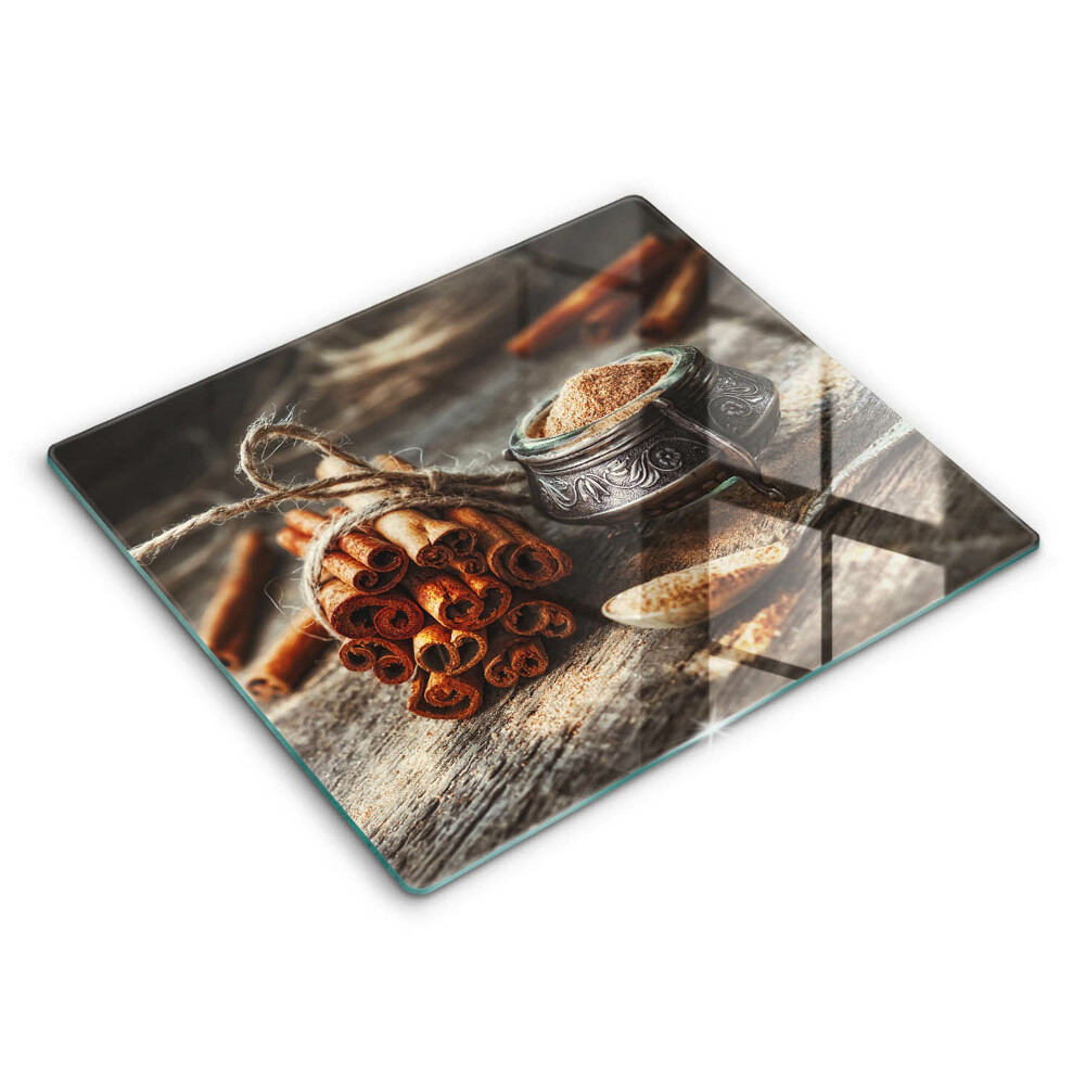 Sklenená doska na krájanie 60x52 cm Škorica a korenie na dreve