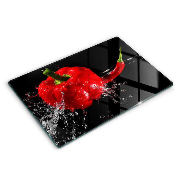 Doska na krájanie 80x52 cm Červená paprika vo vodnej explózii