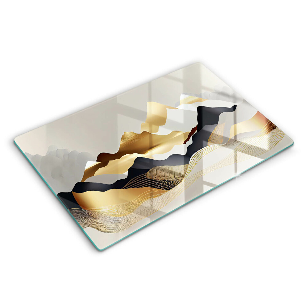 Doska na krájanie 80x52 cm Zlaté a čierne abstraktné vlny