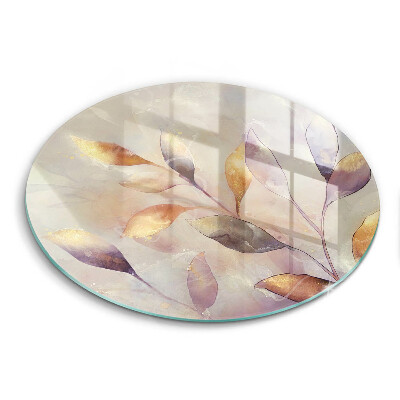 Sklenená doska na krájanie okrúhla Akvarelové pastelové listy na vetve