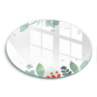 Doska na krájanie okrúhla Zimná botanická akvarelová kompozícia