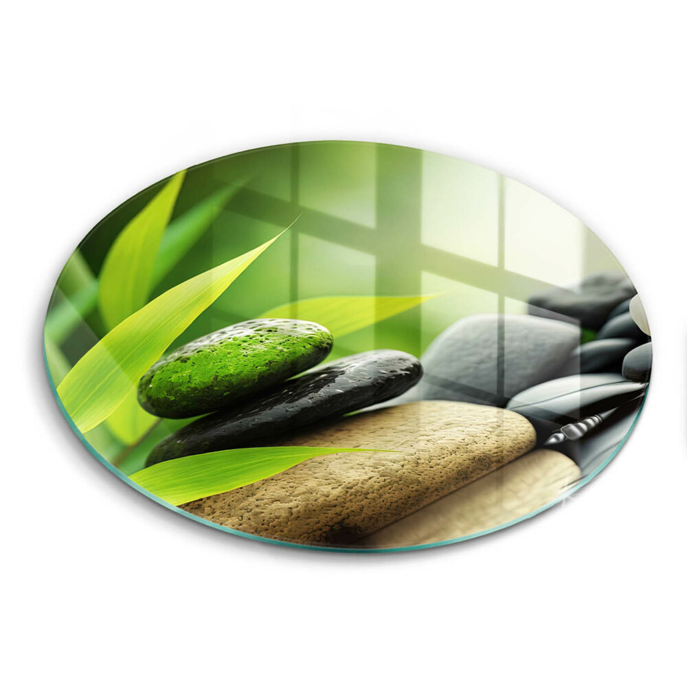 Doska na krájanie okrúhla Kamene a listy pri okne