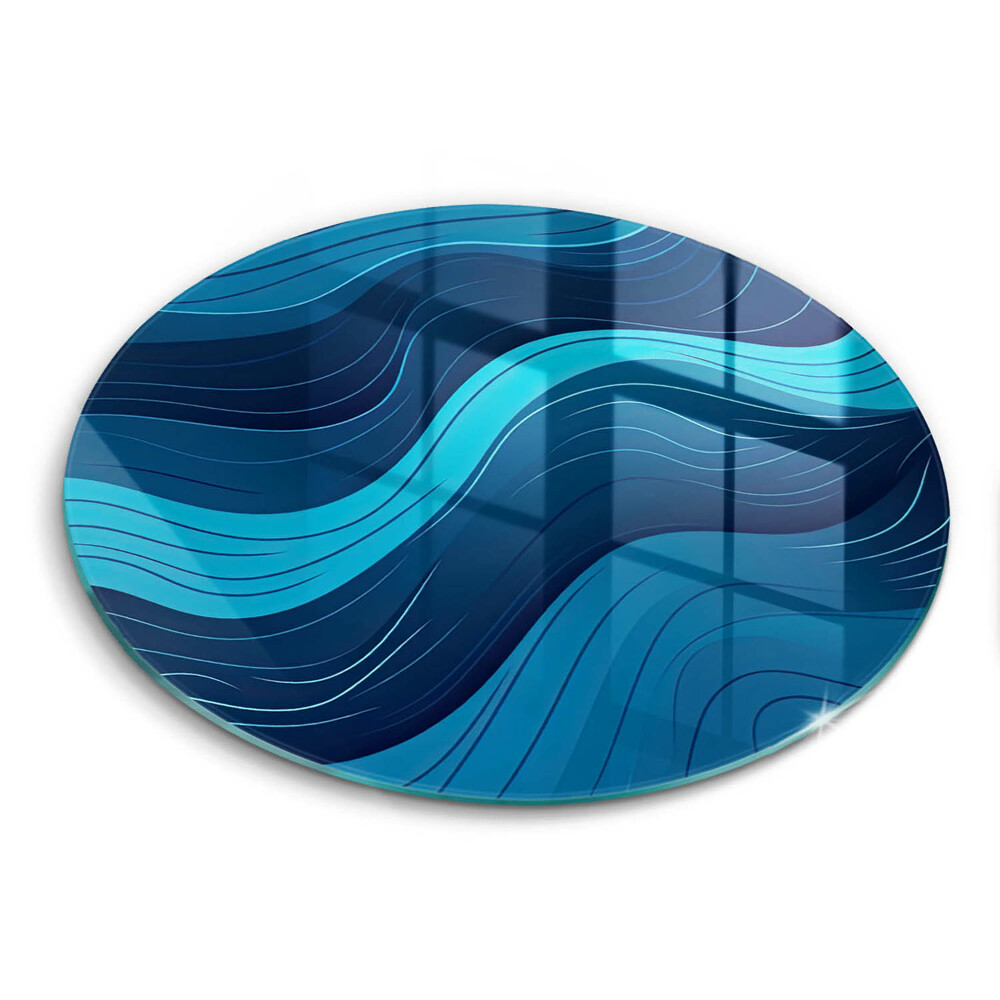 Sklenená doska na krájanie okrúhla Vlny v modrých odtieňoch