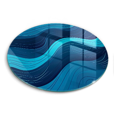 Sklenená doska na krájanie okrúhla Vlny v modrých odtieňoch