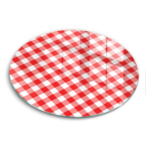 Doska na krájanie okrúhla Červeno-biely kockovaný gingham vzor