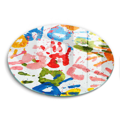 Doska na krájanie okrúhla Farebné odtlačky detských rúk