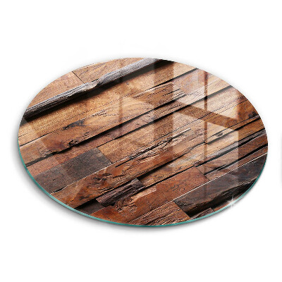 Sklenená doska na krájanie okrúhla Drevený rustikálny parketový vzor