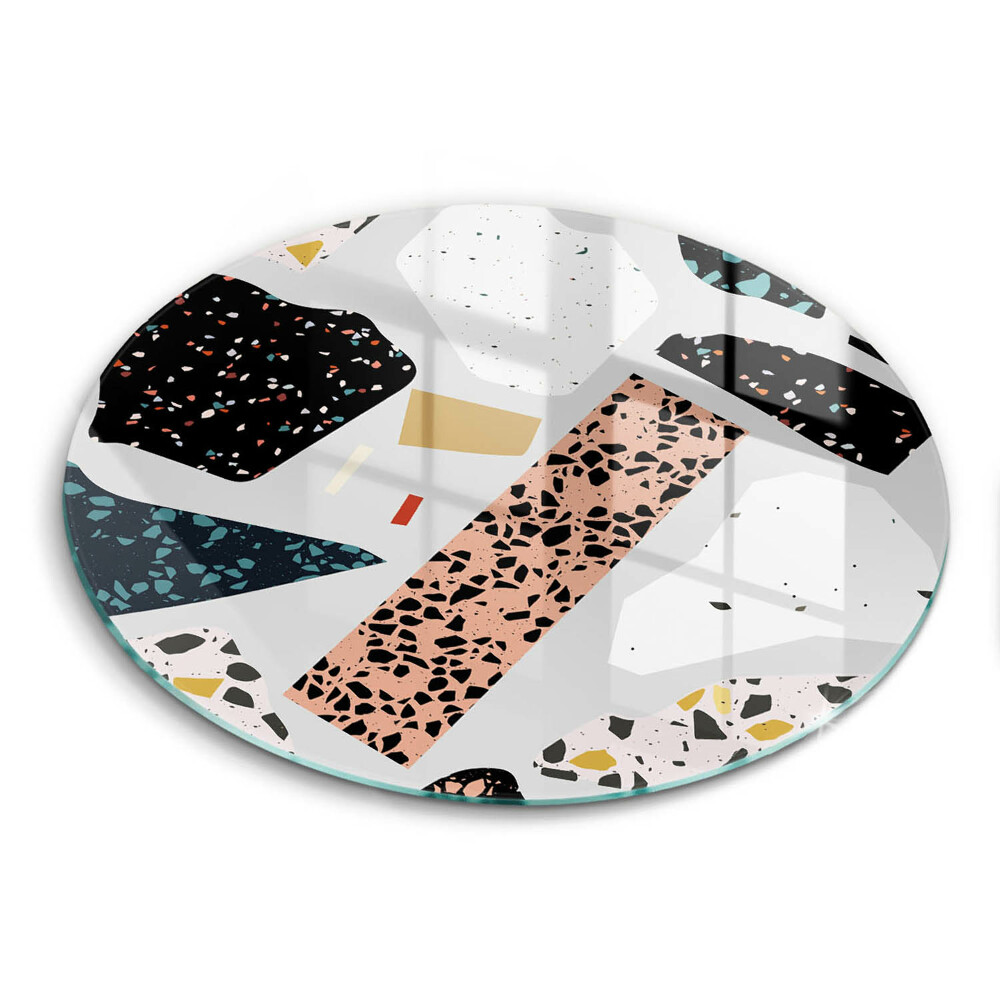 Doska na krájanie okrúhla Terazzo farebný geometrický vzor