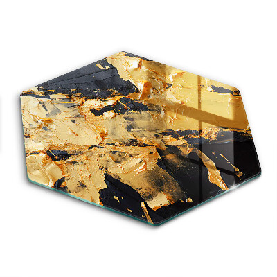 Doska na krájanie šesťhranná Zlaté tóny na čiernom pozadí 