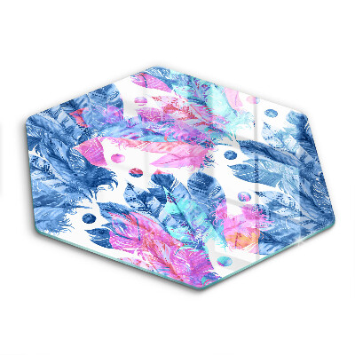 Doska na krájanie šesťhranná Pastelové pierka v pohybe 