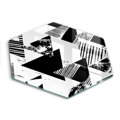 Sklenená doska na krájanie šesťhranná Čierno-biela geometrická abstrakcia 