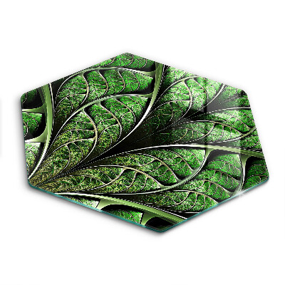 Sklenená doska na krájanie šesťhranná Fraktálové listy v špirálach 