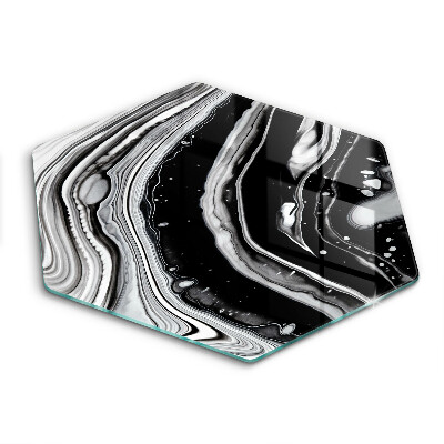 Doska na krájanie šesťhranná Čierno-biely mramorový prúd 