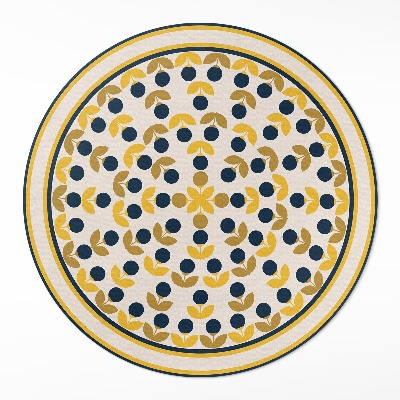 Okrúhly vinylový koberec Drobná kvetinová a listová pravidelná vzorka