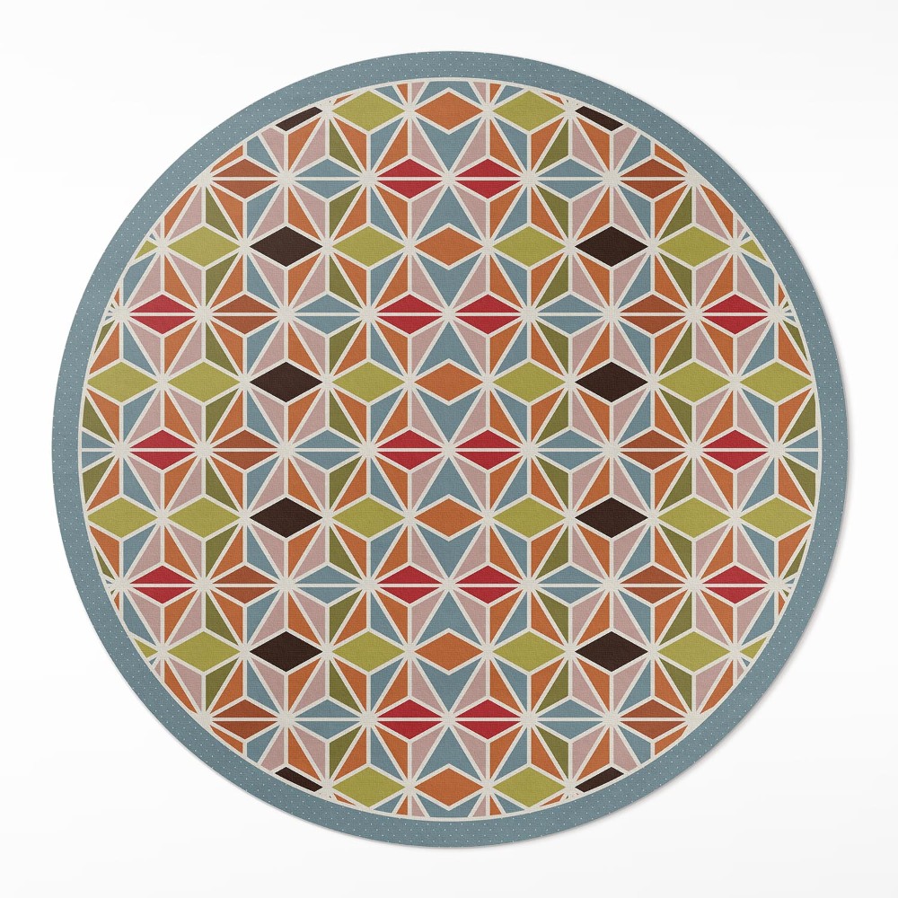 Okrúhly vinylový koberec Pastelová geometrická vzorka