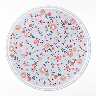 Okrúhly vinylový koberec Jemné kvety v pastelových farbách