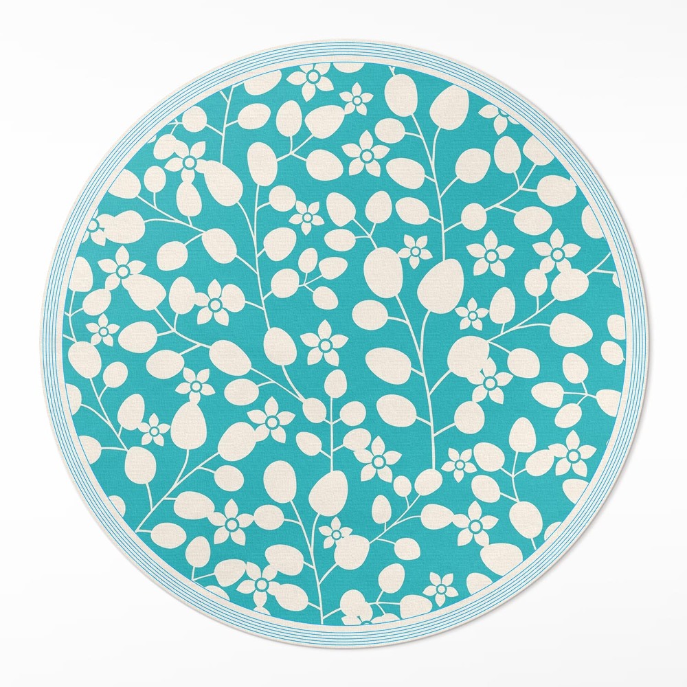 Okrúhly vinylový koberec Kompozícia divokých kvetov a listov