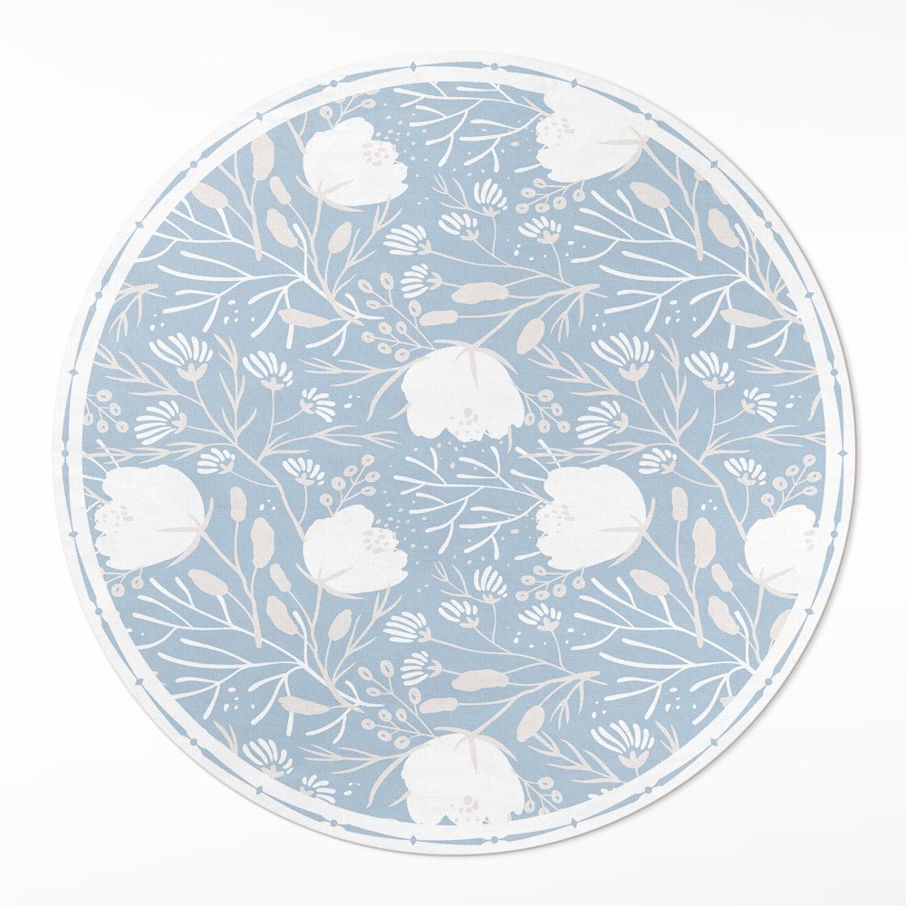 Okrúhly vinylový koberec Krásne kvety na pastelovom pozadí