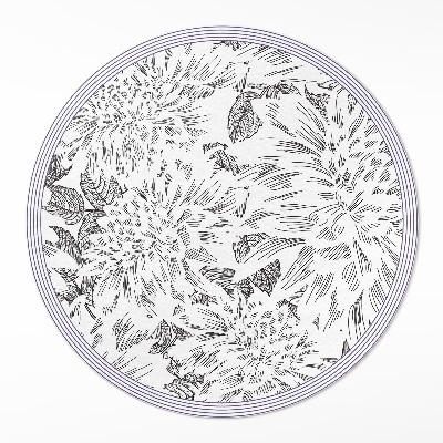 Okrúhly vinylový koberec Skica kvetov štýlová lúka