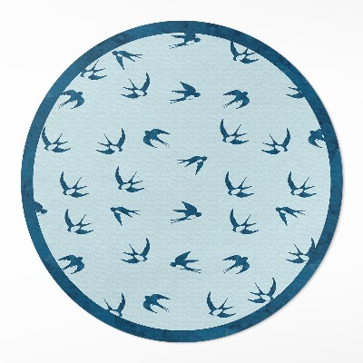 Okrúhly vinylový koberec Malé lístky na modrom pozadí
