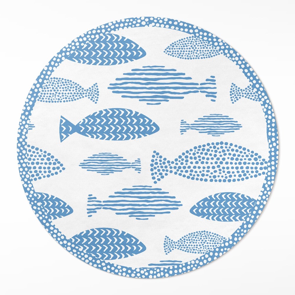 Okrúhly vinylový koberec Vzorované ryby na svetlom pozadí
