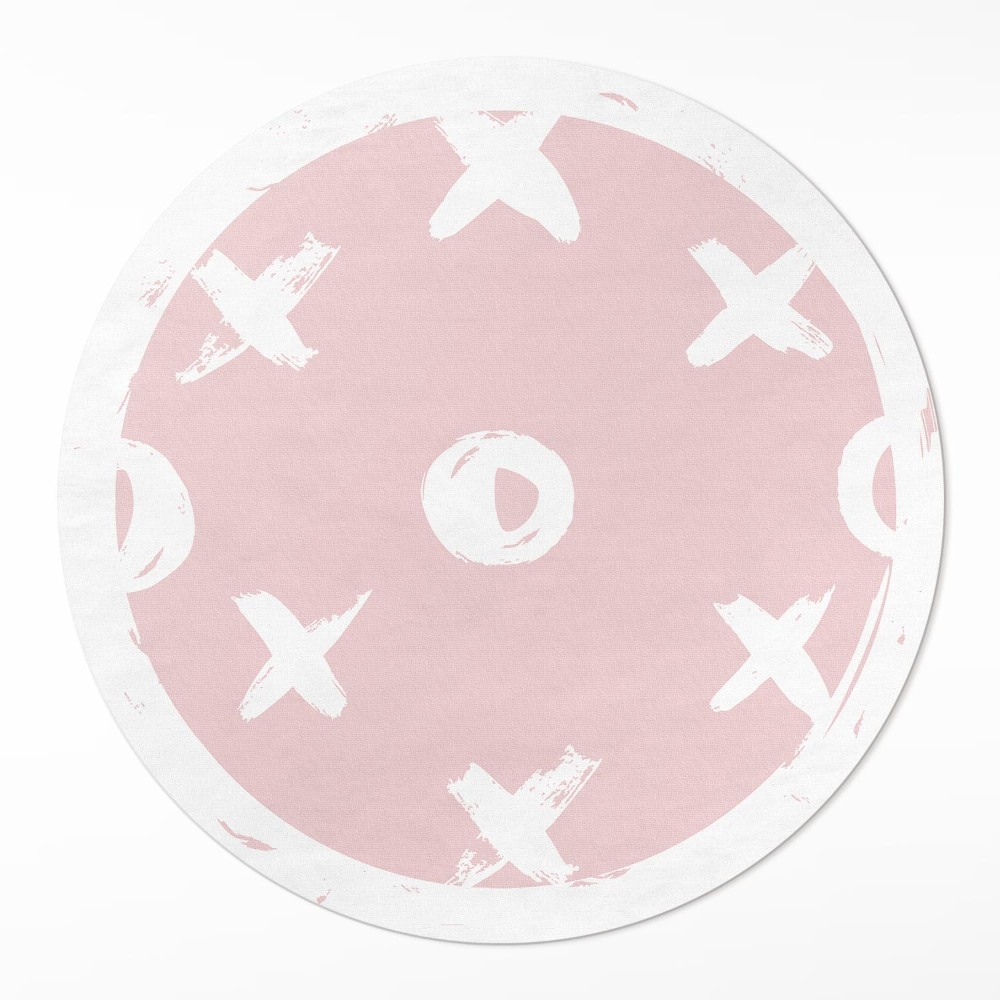 Okrúhly vinylový koberec Kruhy a krížiky na pastelovom pozadí