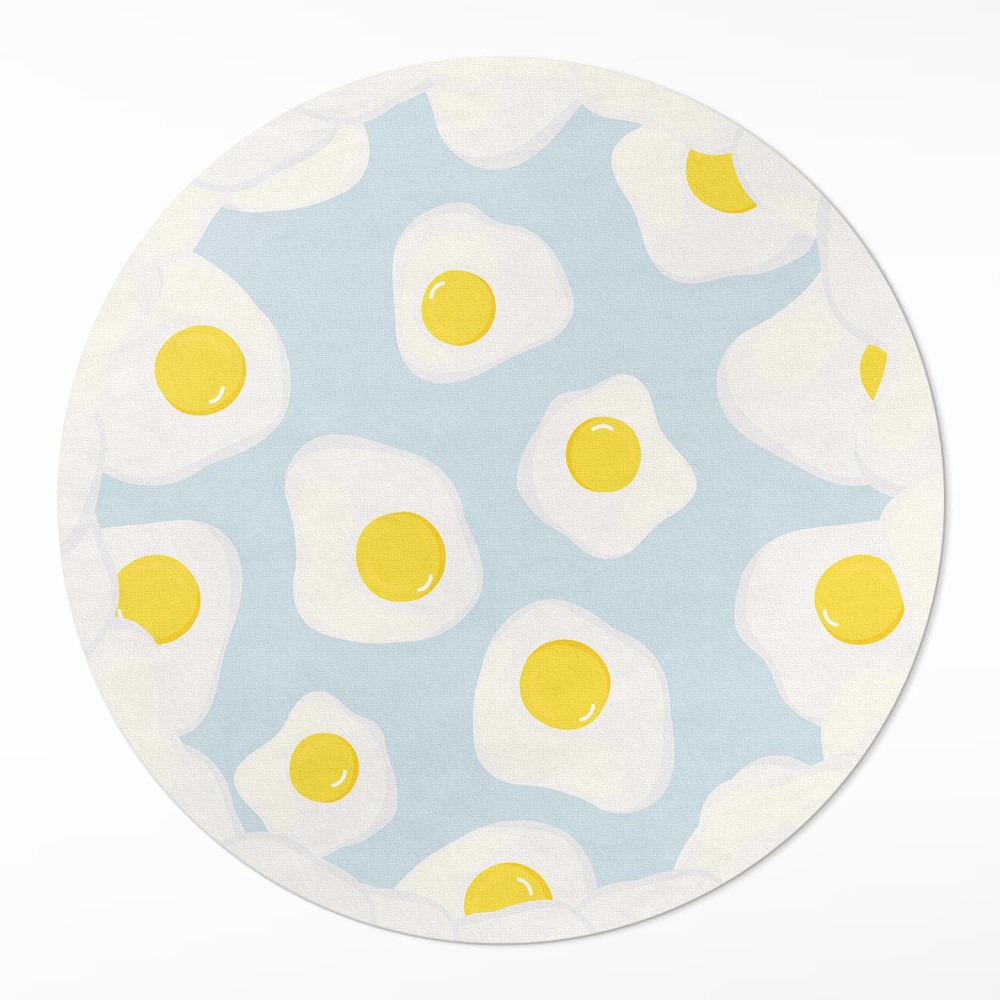 Okrúhly vinylový koberec Volské oči na modrom pozadí