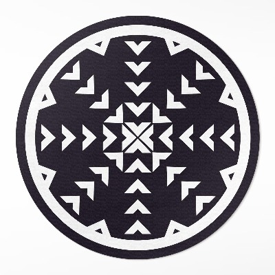 Okrúhly vinylový koberec Biele šípky vzor na tmavom pozadí