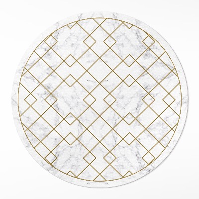 Okrúhly vinylový koberec Kosoštvorce na svetlom mramore