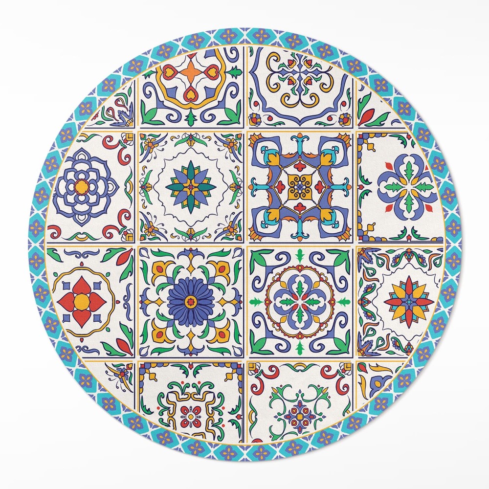 Okrúhly vinylový koberec Zdobené podlahové dlaždice