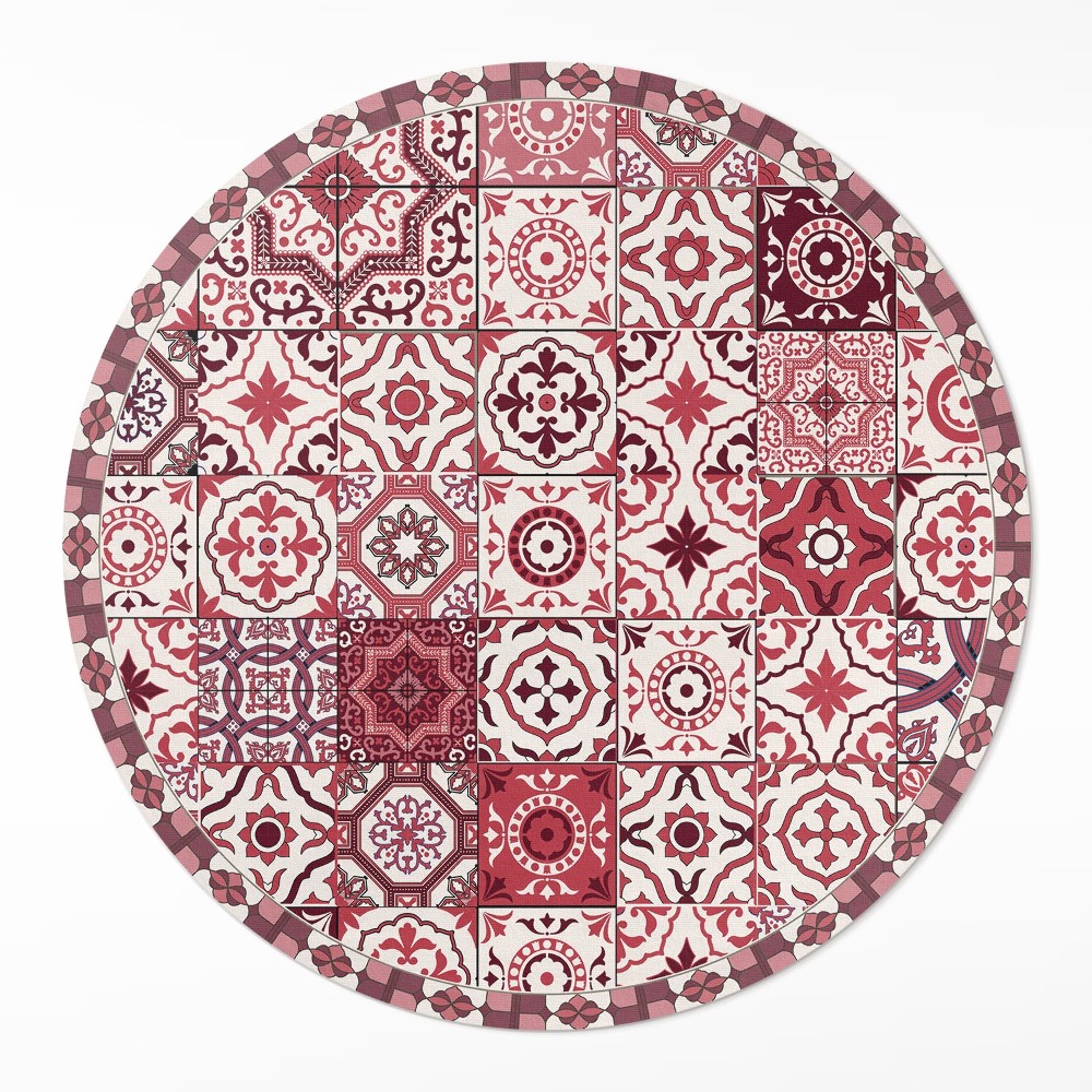 Okrúhly vinylový koberec Mozaika vzorovaných dlaždíc