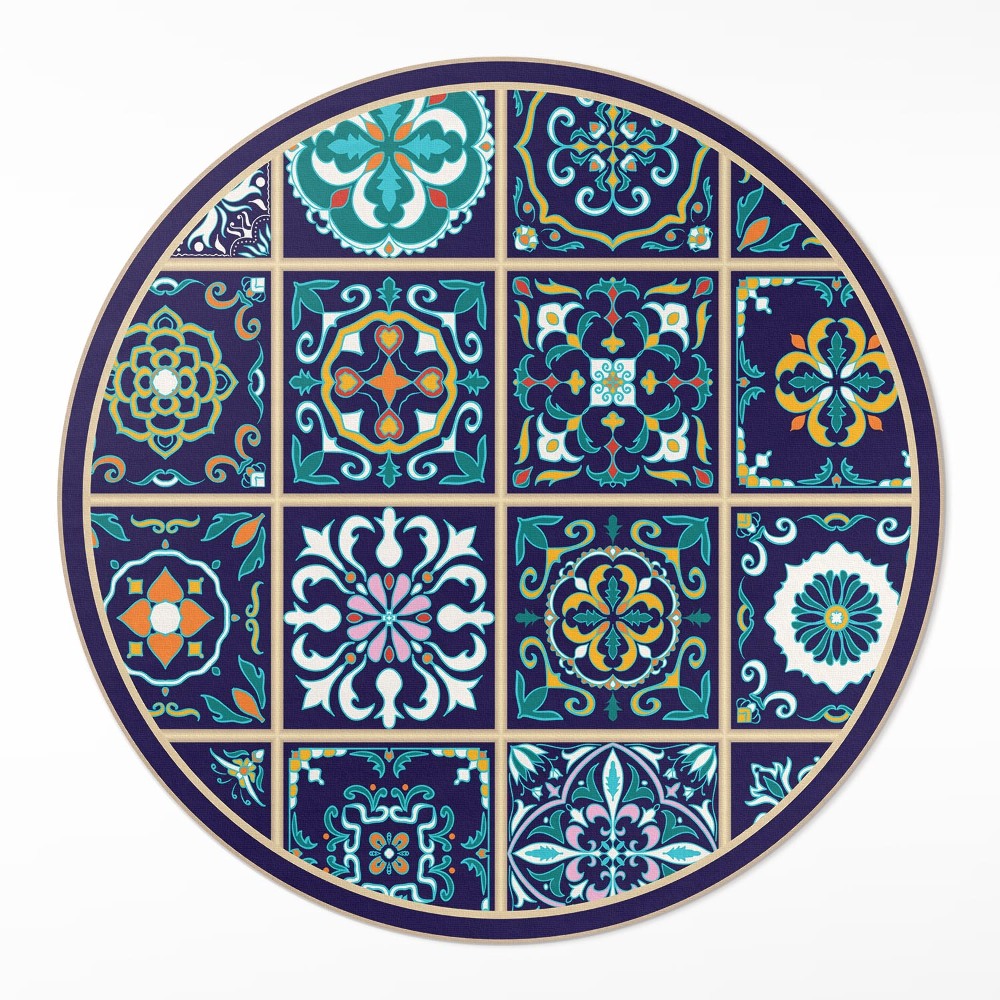 Okrúhly vinylový koberec Tmavé elegantné dlaždice