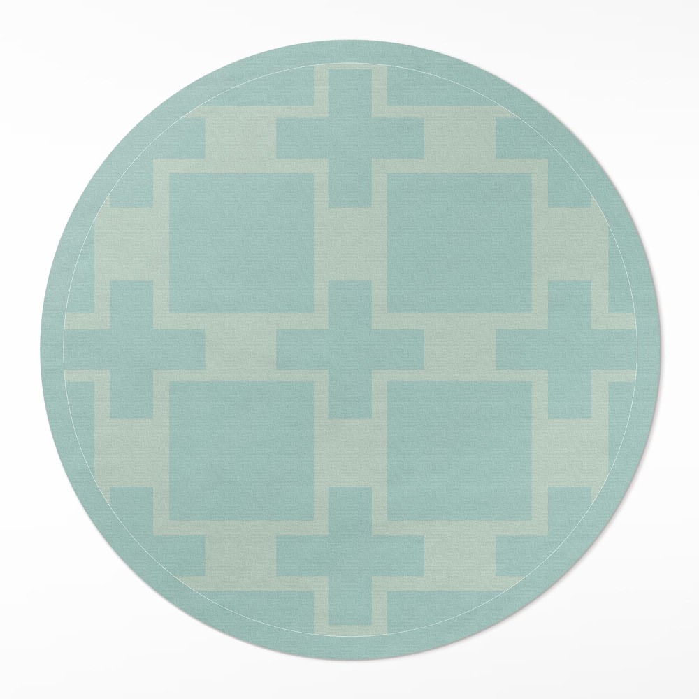 Okrúhly vinylový koberec Plusy a štvorce abstrakcia