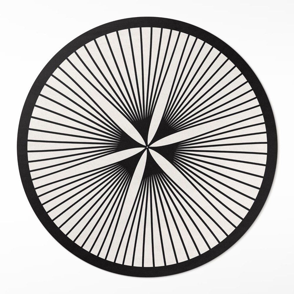 Okrúhly vinylový koberec Štýlový kvet z tmavých línií