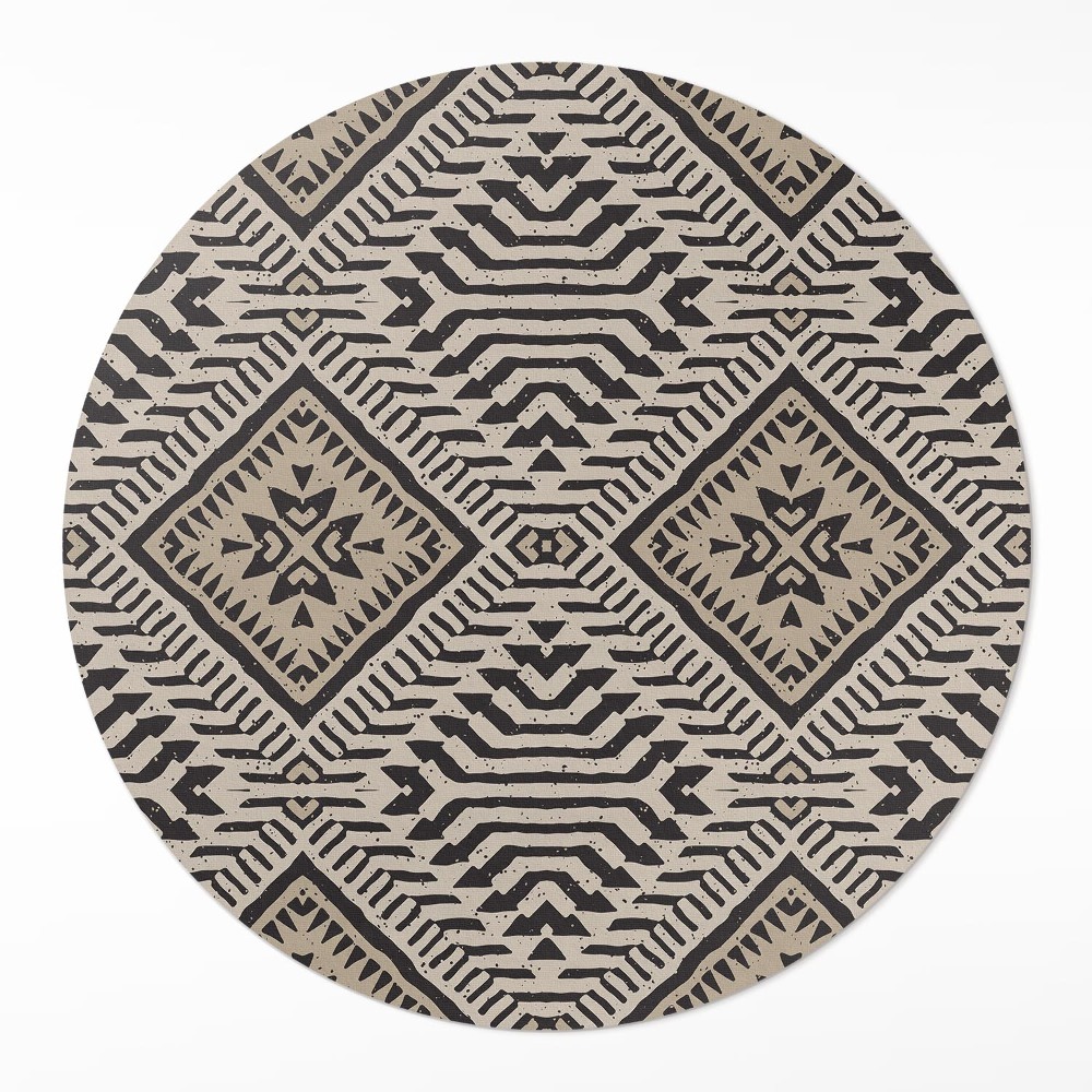Okrúhly vinylový koberec Indiánsky dizajn boho ornamenty