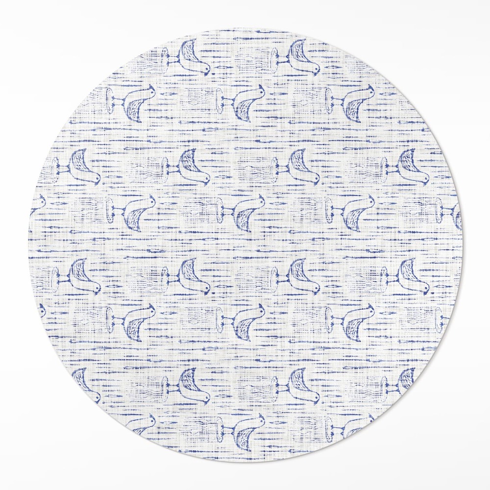 Okrúhly vinylový koberec Kreslené vtáky jemný pravidelný vzor boho