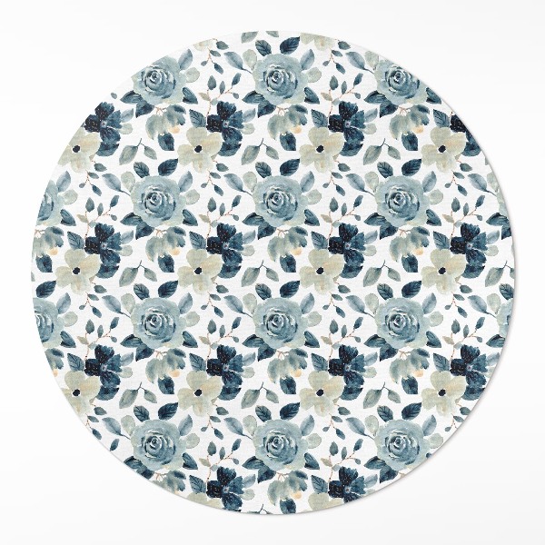 Okrúhly vinylový koberec Maľované kvety pravidelný vzor floral