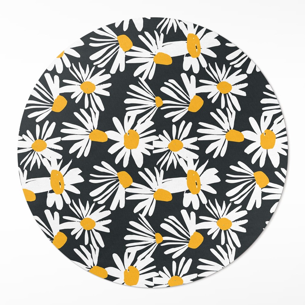 Okrúhly vinylový koberec Maľované sedmokrásky lúčne kvietky