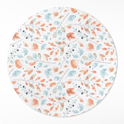 Okrúhly vinylový koberec Akvarelové vetvičky a lístky boho