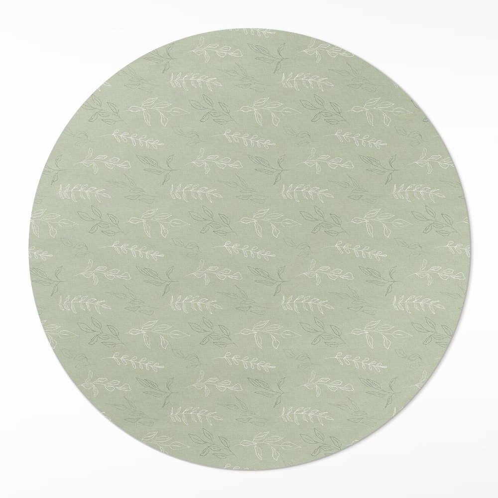 Okrúhly vinylový koberec Jemné vetvičky, lístky v boho štýle