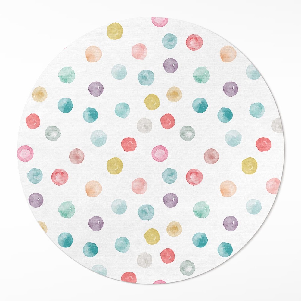 Okrúhly vinylový koberec Maľované bodky akvarel boho