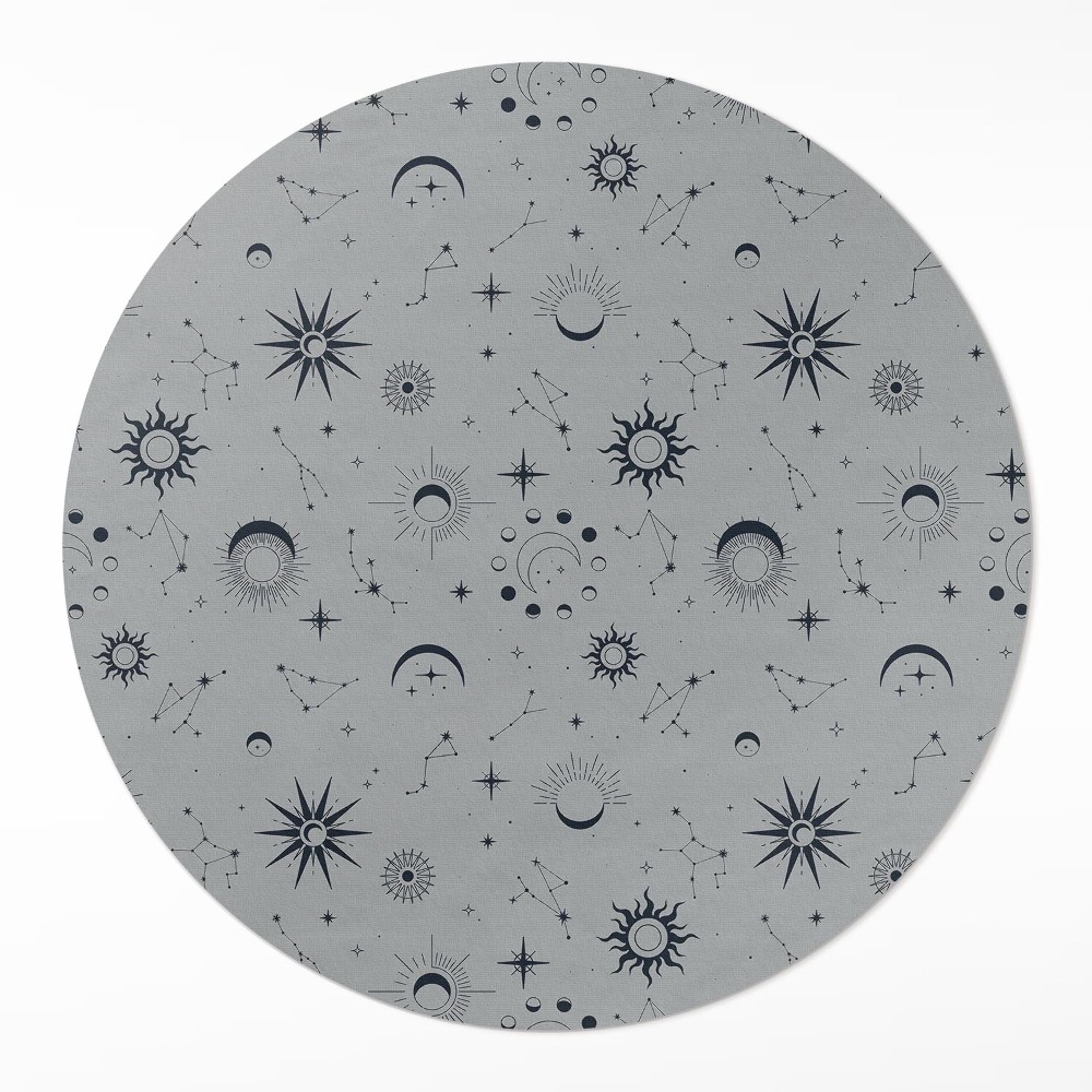Okrúhly vinylový koberec Vesmír, mesiace, slnko, hviezdy vintage
