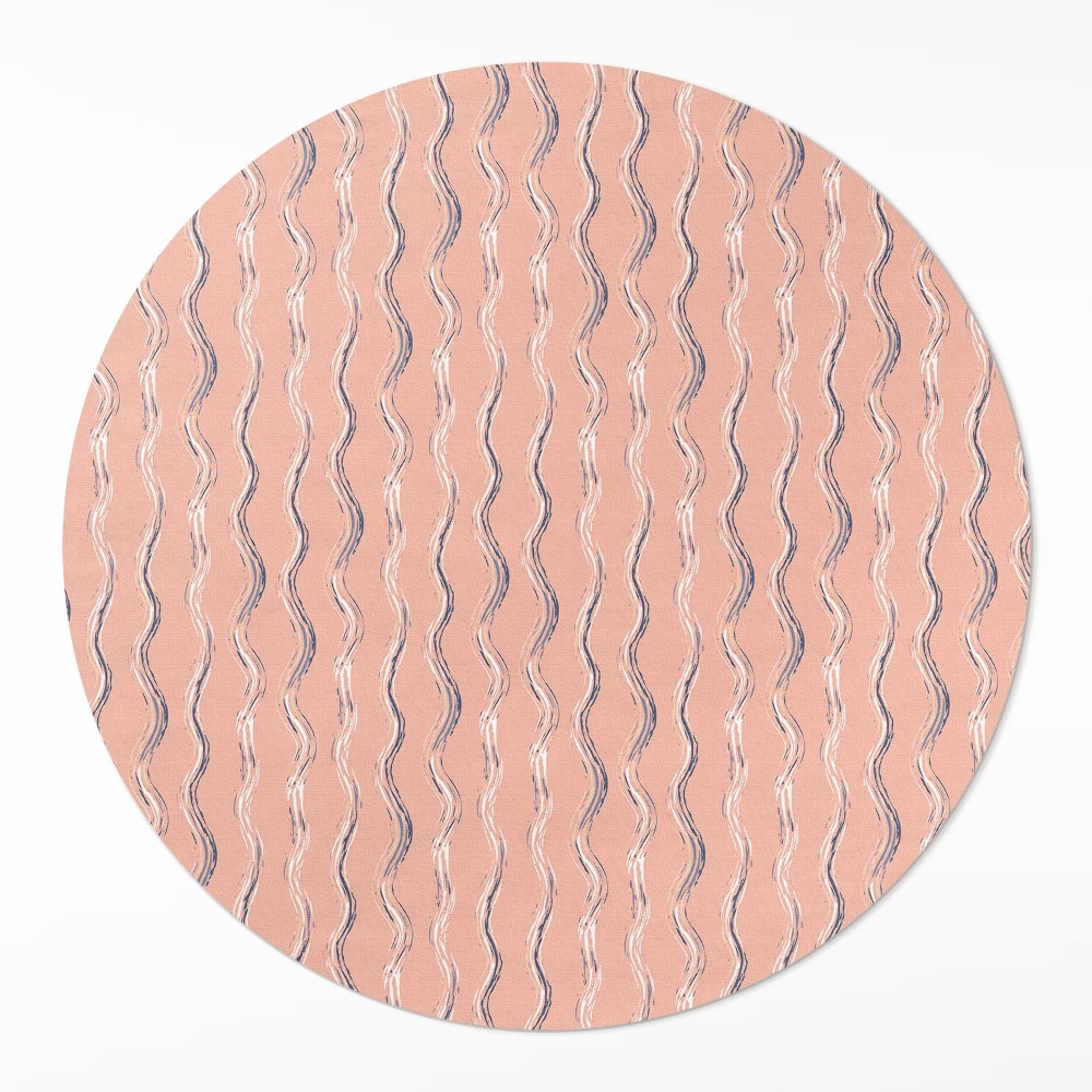 Okrúhly vinylový koberec Boho vlny v pastelových farbách