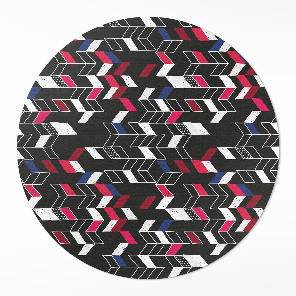 Okrúhly vinylový koberec Moderný dizajn módny geometrický vzor