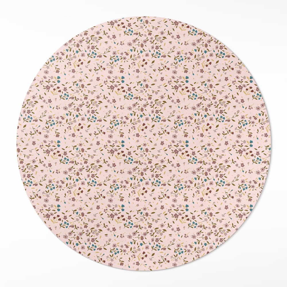 Okrúhly vinylový koberec Drobné kvietky na poľnej lúke boho štýl